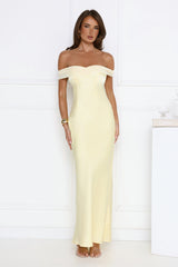 The Sophisticate Off Shoulder Maxi Dress Yellow
