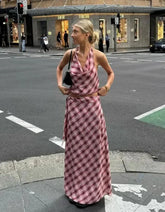 Sage Plaid Maxi Set