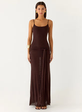 Matoma Bodysuit Maxi Dress - Cool Chocolate