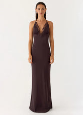 Indya Halter Maxi Dress Chocolate