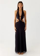 Astraeus Beaded Sequin Maxi Dress - Black
