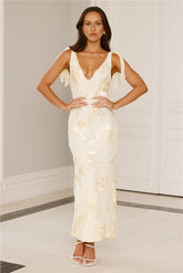 Golden Doll Mesh Maxi Dress Yellow