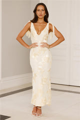 Golden Doll Mesh Maxi Dress Yellow