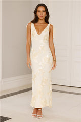 Golden Doll Mesh Maxi Dress Yellow