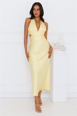 Dress Code Satin Maxi Dress Yellow