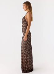 Zecca Lace Maxi Dress - Chocolate