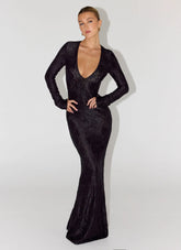 Astoria Long Sleeve Maxi Dress - Black