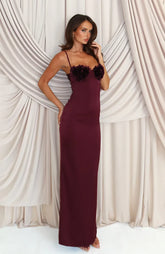 Burgundy Petal Maxi Dress