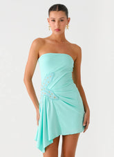 Ocean Dream Strapless Mini Dress - Turquoise