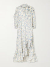Batacalla scarf-detailed ruffled floral-print silk-crepe de chine midi dress