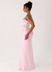 Euphoric Beaded Maxi Dress Pink