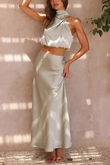 Alessia Draped Satin Set