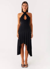 Velvet Sky Midi Dress - Black