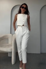 Duttini | Cropped Vest And Tapered Trousers Set