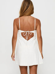 Dearly Embroidered Mini Dress White