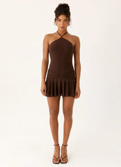 Elektra Mini Dress - Chocolate