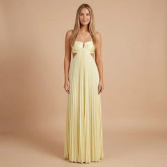 Riley Pleated Halter Maxi Dress