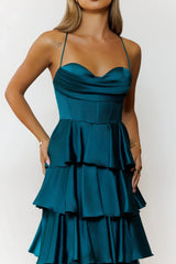 Emerald Satin Maxi Dress