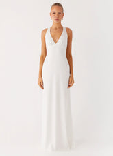 Desi Halterneck Maxi Dress - White