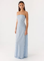 Chaniva Maxi Dress Blue Mocha Dot