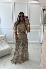Elina | Women'S Embroidery Sequin Summer Party Two-Piece Set