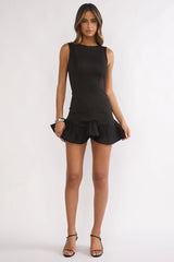 Chandelia Pleated Mini Dress Black