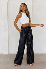 Elevating High Rise Faux Leather Pants Black