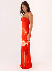 Vamonos Maxi Dress - Fire Petal