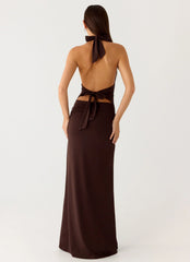 Ilaria Halter Maxi Dress - Chocolate