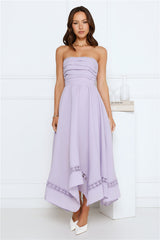 Visit The Moon Strapless Midi Dress Lilac