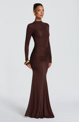 Oriane Maxi Dress - Plum Brown