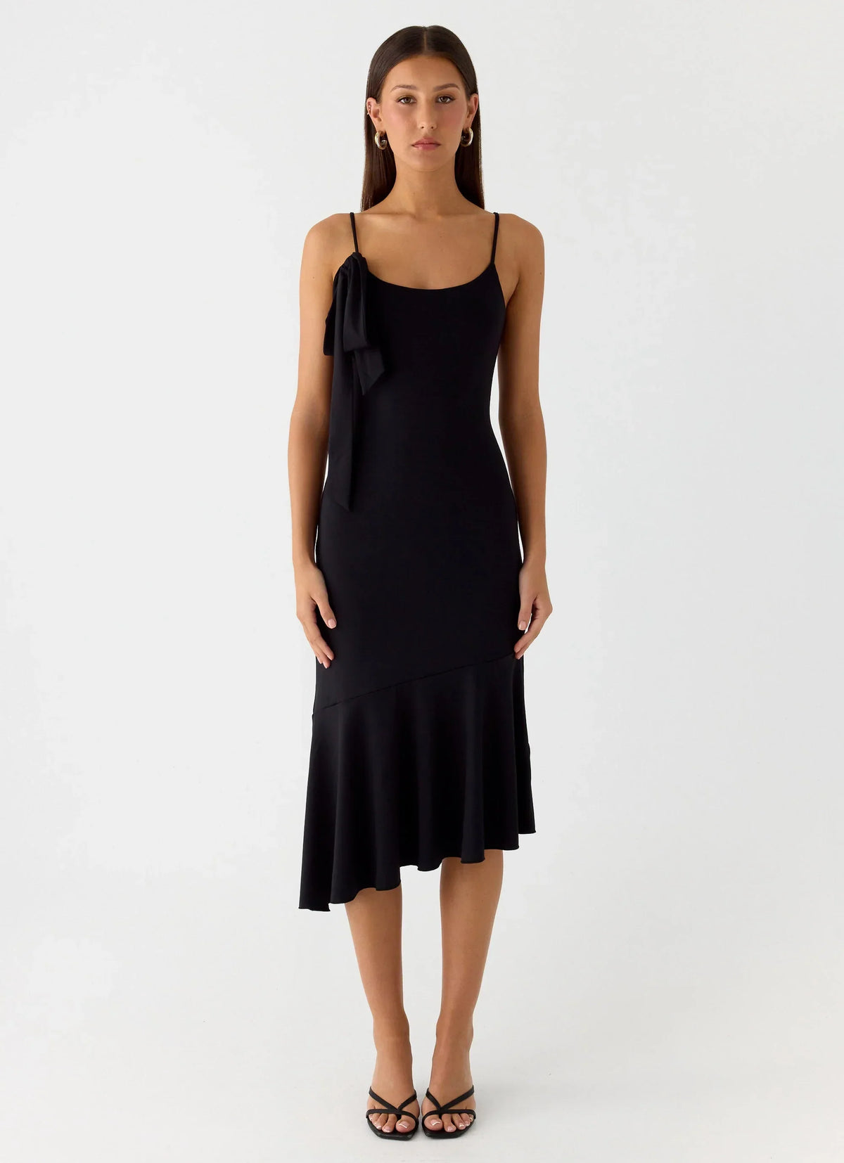 Tranquility Asymmetric Midi Dress - Black