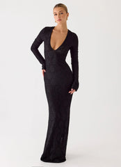 Astoria Long Sleeve Maxi Dress - Black