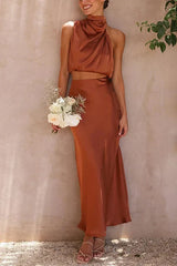 Alessia Draped Satin Set