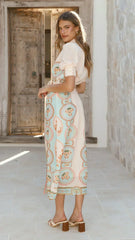 Magnolia Midi Dress - Acacia Palm Cream