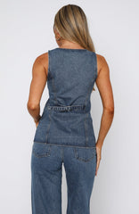 I'll Meet You Longline Denim Top True Blue
