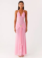 Miyah Halter Hardware Maxi Dress - Baby Pink