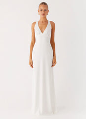 Desi Halterneck Maxi Dress - White