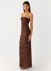 Belisse Beaded Mesh Maxi Dress Chocolate