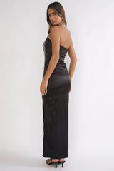 Glitterati Halter Maxi Dress Black