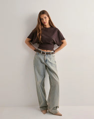 Duttini | Cinched Waist Cropped T-Shirt