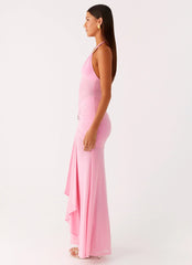 Miyah Halter Hardware Maxi Dress - Baby Pink